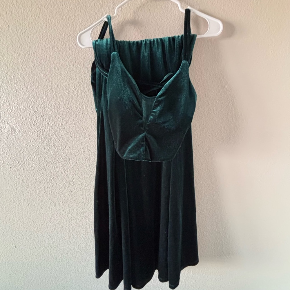 City Studio Strapless Dark Green Velvet Dress